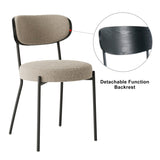 ZUN Boucle modern kitchen dining chair Bentwood covered with ash veneer Chair back, metal with black W210P147498