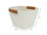 Large White Cotton Rope Decorative Storage Basket, 14 in x 12.5 in 76572843