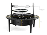 33 inch Outdoor Fire Pit with 2 Cooking Grills, Wood pit with Removable Swivel Grill, 94102282