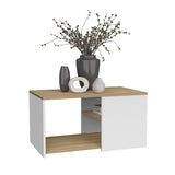 Coffee Table, 2 Shelves, White / Natural Oak B097P262372