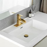 Sink Faucet With Deck Plate Waterfall Nickel Gold with Pop Up Drain and Supply Lines Bathroom W1932P179412