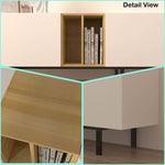 ZUN [Video] TV Console with Big Storage Cabinets, Modern TV Stand with Yellow and Ivory Contrasting 40435690