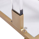 Golden Side Table, Acrylic Sofa Table, Glass Top C Shape Square Table with Metal Base for Living W82153574