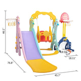 ZUN 5 in 1 Slide and Swing Playing Set, Toddler Extra-Long Slide with 2 Basketball Hoops, Football, W2181139401