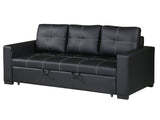 CONVERTIBLE SOFA in Black Faux Leather B089127407