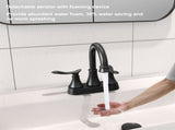 2-Handle 4-Inch Matte Black Bathroom Faucet, Bathroom Vanity Sink Faucets with Pop-up Drain and 06100917