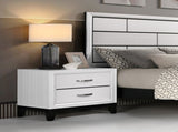 Modern Contemporary White Finish Storage Nightstand of 2x Drawers 1pc Wooden Bedroom Furniture B011P235882