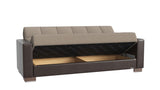 PrimeNest NimbusFlow Upholstered Convertible Sofabed with Storage, Beige/Brown-PU Chenille B030P286529