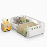 Twin Size Wood Platform Bed for Kids, Wood Low Profile Twin Bed with Rails for Girls and Boys, W2593P190148