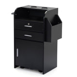 Salon Beauty Cabinet, 3-Layer Rolling Trolley with Storage Drawer, Wheels and 2 Hair Dryer Holders, W2181P155883