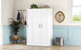 ZUN 3-Door Shutter Wardrobe with shelves, White 71563145