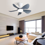 ZUN 29 lnch Small Ceiling Fan Flush Mount 5 Reversible ABS Blades with LED Dimmable Light W882P191021