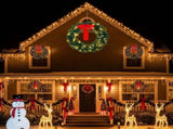 46in Pre-lit Christmas Wreath, Lighted Artificial Xmas Wreath with 150 Warm & Multi-color Lights and 96279534