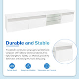 ON-TREND Unique Design TV Stand with 2 Glass Shelves, Ample Storage Space Media Console for TVs Up WF314584AAK