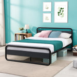 ZUN Industrial Platform Queen Bed Frame/Mattress Foundation with Rustic Headboard and Footboard, Strong D22676093