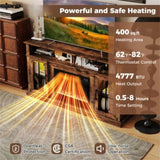 58" TV Stand with RGB Fireplace Rustic Brown- Smart App Remote Control, 4777 BTU Heater 89848324