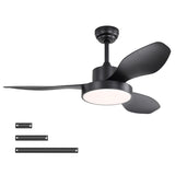 47 Inch Ceiling Fan with 22W LED Light and Remote Control 6 Speeds Reversible DC Motor for Bedroom W934P288498