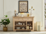 Farmhouse Style Kitchen Storage Cabinet, Large Wall Cabinet with Drawers and Doors in Roman Column W2393P300542