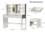 White particleboard with a melamine finish, 2 drawers, 4 shelves, a dressing table set with 10 05199813