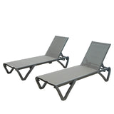 ZUN Patio Chaise Lounge Outdoor Aluminum Polypropylene Chair with Adjustable Backrest, Poolside W1859109837