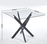Dining Table with cross metal leg and tempered glass,Modern Space Saving Kitchen Table for Living W234P278089
