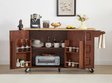 Kitchen Island with Drop Leaf Countertop, Rolling Kitchen Island Cart , Barn Door Kitchen Island 99282350