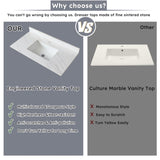 43 Inch Marble Vanity Top, White Vanity Top with Pre-drilled Faucet Holes, Bathroom Vanity Top with 29510975