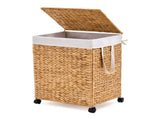 Laundry Hamper with Lid and Wheels, Woven Natural Water Hyacinth Rolling Laundry Hamper 43641867