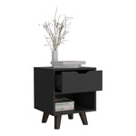 ZUN Crail Nightstand with 1 Open Storage Shelf, 1 Drawer and Wooden Legs B200P188873