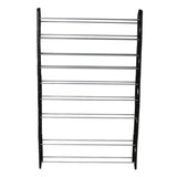 ZUN 10-Tier 50-Pair-of-shoes Adjustable Steel & Plastic Shoe Rack Black & Silver 28726985