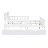 Full Size Wood Platform Bed with Guardrails on Both Sides and Two Storage Drawers ,White N733P172700K