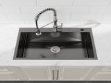 Stainless Steel Kitchen Sink, 30x19 Single Bowl, Overmount Handmade Sink in Black, with US 09418376