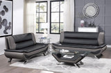 ZUN Modern Living Room Furniture 1pc Loveseat Black and Gray PU Upholstered Chrome Finish Metal Legs B011P183384