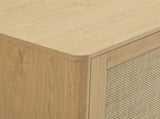 67" Rattan Sideboard Buffet, 4-Door Large Storage Credenza with Shelves, Boho Oak Buffet W1820P522734