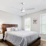 52 Inch Modern White Ceiling Fan with 18W LED Light and Remote Control 3 ABS Blades Noiseless W934P285766