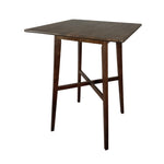 ZUN Modern Bar Height 42" Dining Table, Rubberwood Legs and Laminate Table Top, Walnut Finish, Black 65503.00WALN