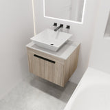 ZUN 24 " Modern Design Float Bathroom Vanity With Ceramic Basin Set, Wall Mounted White Oak Vanity With 61035448