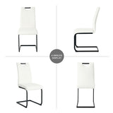 Modern White PU dining chair living room chair upholstered chair, black metal chair leg design, W210P199091