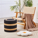 Round Pouf Ottoman Natural Seagrass Pouf Footrest, Foot Stool for Bedroom Living Room Accent 39340725
