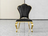 Dining Chairs Set of 2, Modern Black PU Leather Upholstered Chairs with Gold Stainless Steel Legs, W2723P426299