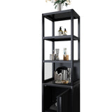 BLACK Storage Tall Slim with Shutter Door and 3 Tier Shelves, Freestanding Linen Tower W2207P272658