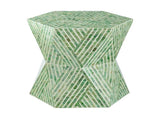 19x19x20" Tapered Green Garden Capiz Stool, Accent Side Table W2078P487549