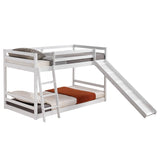 Elevated Cross Guard Rail with Slide Twin Pine Wooden Bed White 41427487