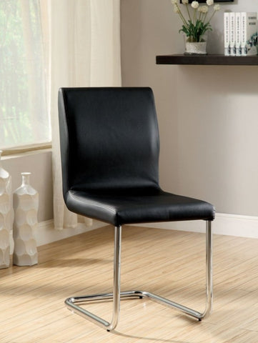 ZUN Modern Elegance Black Color Leatherette 2pcs Dining Chairs Chrome Metal Legs Dining Room Side Chairs B011P178972