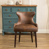 Viking Tufted Button Back barrel chair with Nailhead, Brown T2574P164502