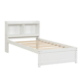 ZUN Twin Bed with Trundle,Bookcase,White 29578295