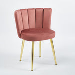 ZUN Modern PINK dining chair with iron tube golden color legs, velvet and comfortable W234P256810