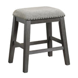 Wire-Brushed Gray Finish Set of 2 Counter Height Barstool Gray Chenille Upholstery Seat Nailhead B011P178966