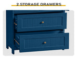 2-Drawer 2-Cabinet-Door Vertical-Grain MDF Painted Bathroom Cabinet 23.62*11.81*43.31in Blue 76060550