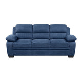 ZUN Comfortable Plush Seating Sofa 1pc Modern Blue Textured Fabric Channel Tufting Solid Wood Frame B011133629